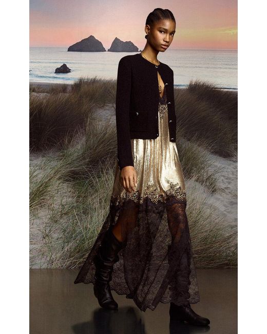 Rabanne Metallic Lace-Panelled Maxi Dress