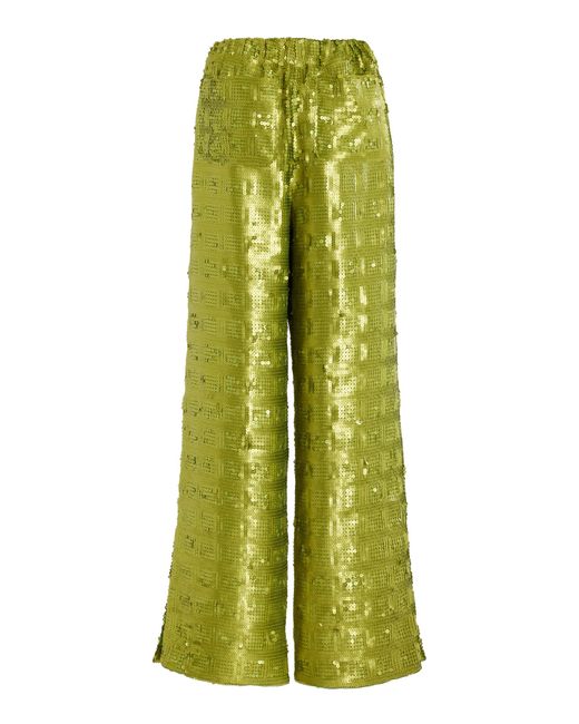 Harbison Green Apollo Sequined Wide-Leg Pants