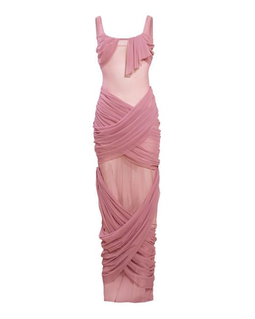 YASSMIN SALEH Pink Reflection Tulle-Blend Gown