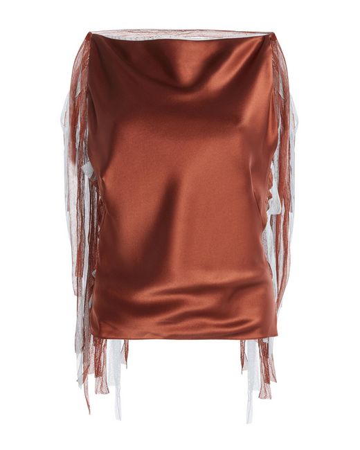 Christopher Esber Brown Lattice Lace Silk Top
