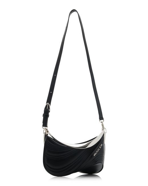 Mugler Black Spiral Leather Shoulder Bag