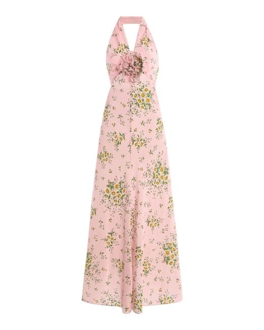 Rodarte Pink Silk Crepe Halter Dress