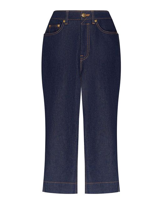 Zimmermann Blue Clash Denim Cotton-Blend Capri Jeans