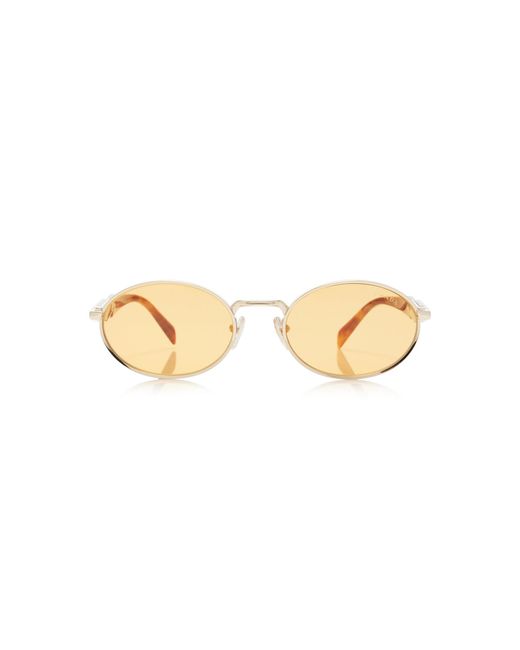 Prada Orange Oval-Frame Metal Sunglasses