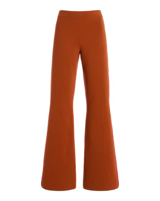 Zankov Brown Patricia Colorblocked Merino Wool Flared Pants