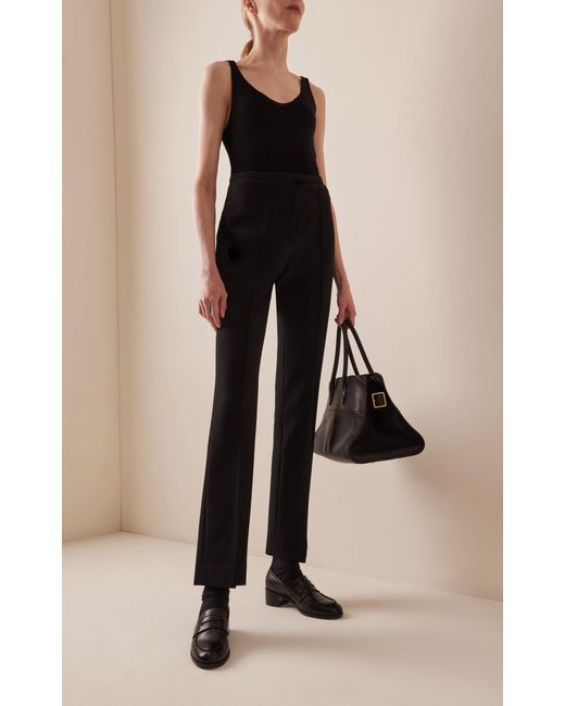 The Row Black Desmond Stretch-wool Flare Pants