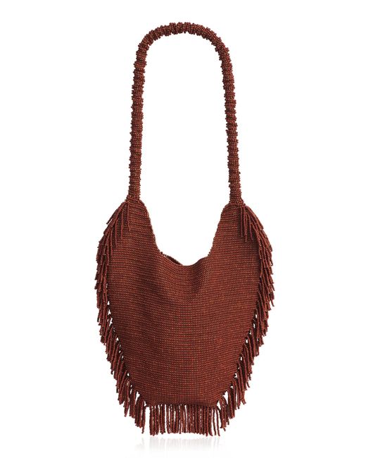 LIKE A BIRD Red Alana And Terracota Beaded Shoulder Bag