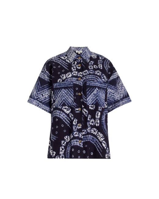 BOTEH Blue Vea Shibori-dyed Cotton Poplin Shirt