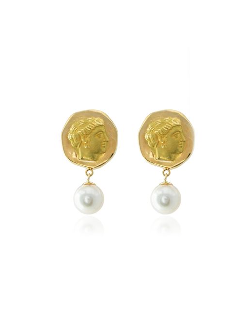 Haute Victoire Metallic Andromeda 18K Pearl Earrings