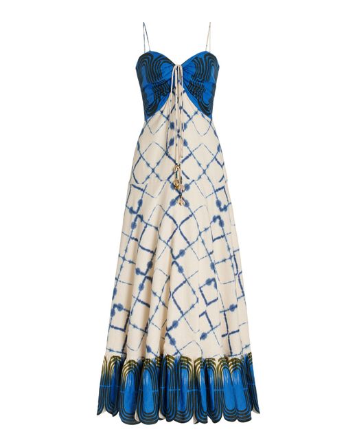 Alexis Blue Nuri Linen-cotton Midi Dress