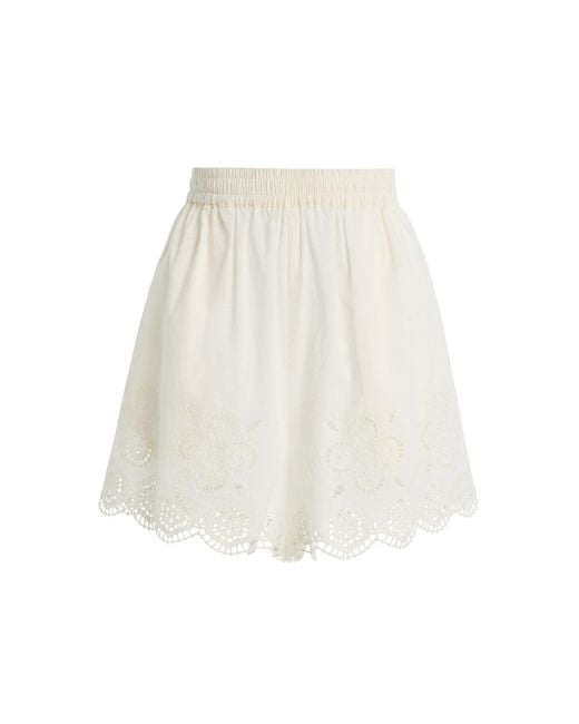 Sea White Babette Eyelet Cotton Shorts