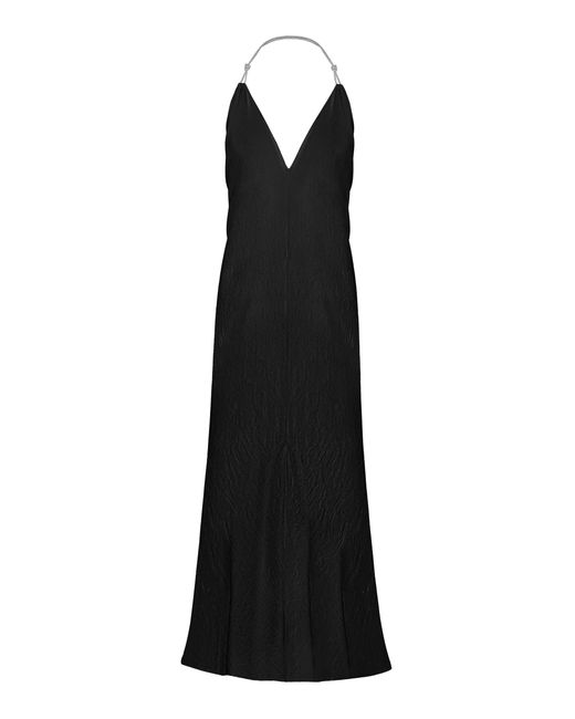 Anna October Black Charlize Crystal-strap Draped Maxi Dress
