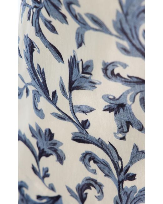 Posse White Rue Baroque-Print Linen-Silk Mini Shift Dress