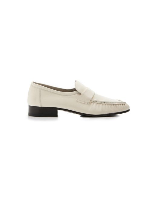 The Row White Leather Loafers