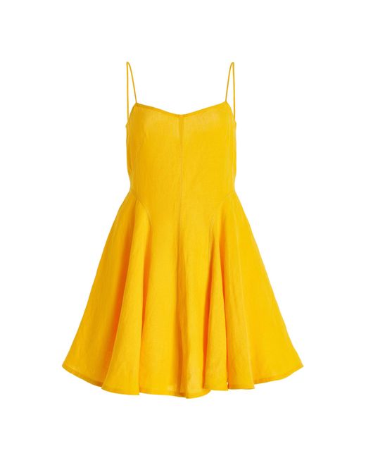 Three Graces London Yellow Alma Linen Mini Dress