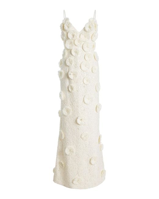 Jonathan Simkhai White Maven Floral Raffia Gown