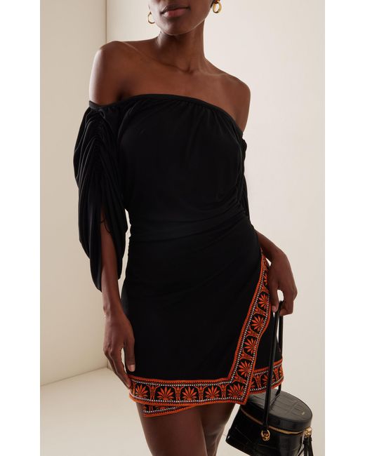 Rabanne Black Off-the-shoulder Jersey Mini Dress