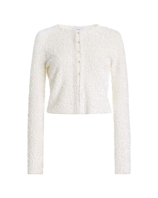 Adam Lippes White Raya Sequined Cardigan