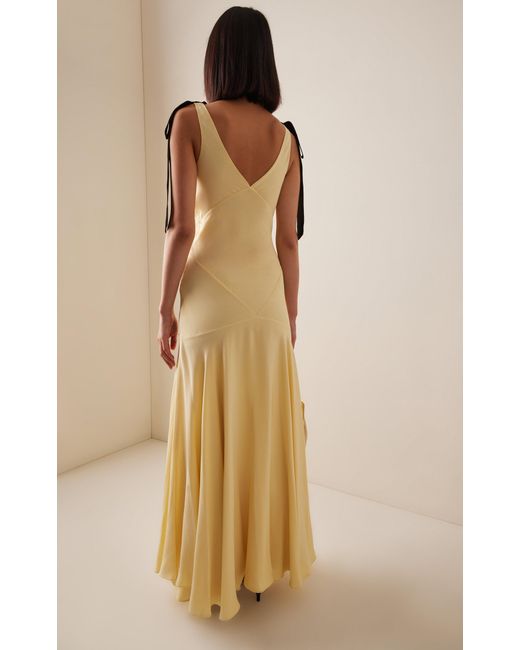 Rodarte Yellow Ribbon-detailed Silk-crepe Maxi Dress
