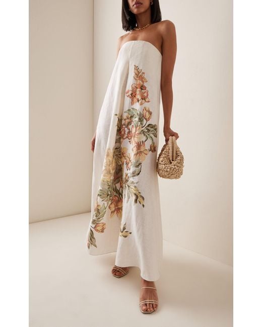 Significant Other White Parisa Strapless Linen Maxi Dress