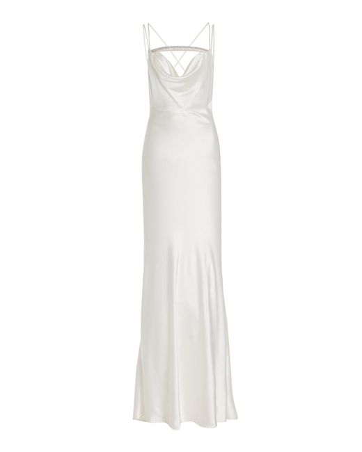 Nue Venus Sateen Slip Maxi Dress in White | Lyst
