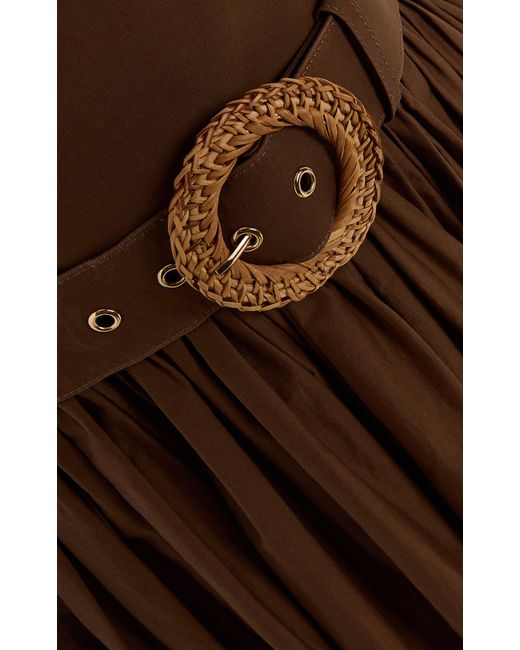 Cara Cara Brown Anisha Belted Strapless Linen Bubble-hem Midi Dress