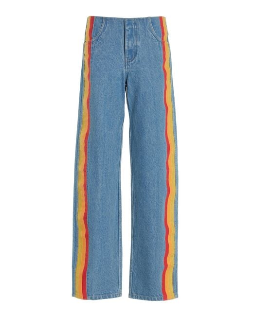 Christopher Esber Blue Exclusive Deconstructed Rigid High-rise Straight-leg Jeans