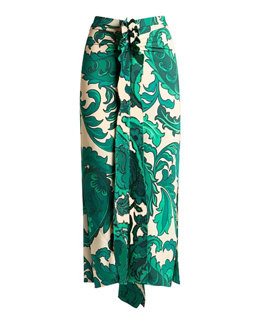 Etro Green Draped Jersey Midi Skirt