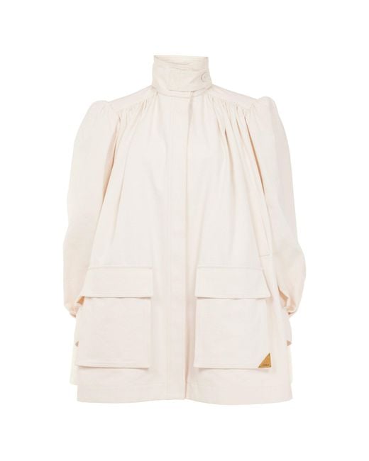 Chloé White Puff-Sleeve Cotton Canvas Utility Jacket