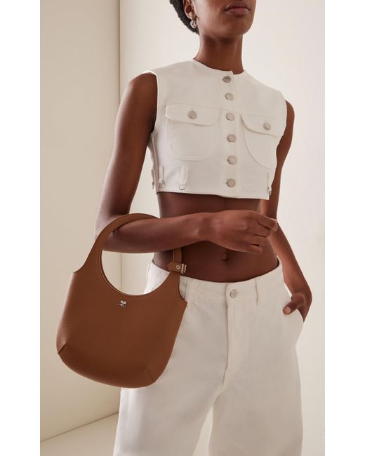 Courreges Brown Holy Leather Top Handle Bag