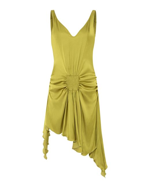 Siedres Clemens Ruched Satin Mini Dress in Green | Lyst