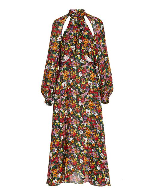 Christopher Kane Cutout Floral Crepe Maxi Dress - Lyst