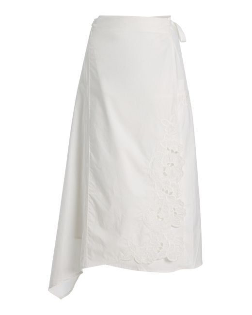 Sir White Klara Lace-Trimmed Satin Midi Skirt