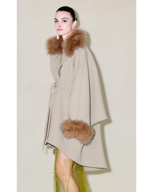 Harithand Natural Exclusive Oversized Feathered Coat