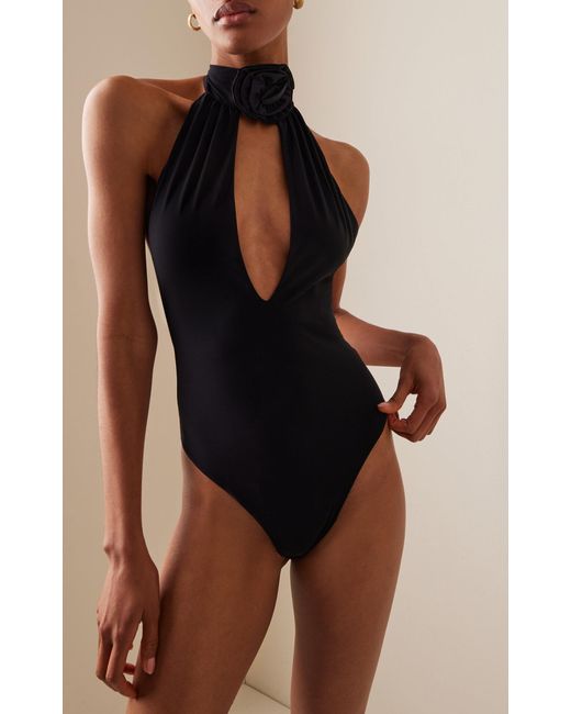 Magda Butrym Blue Rosette-detailed Cutout One-piece Swimsuit