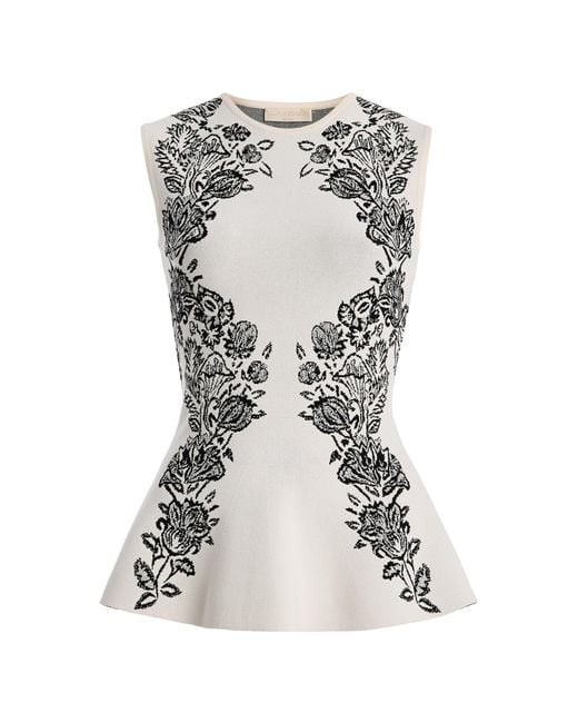 Ulla Johnson White Vanna Jacquard-Knit Peplum Top