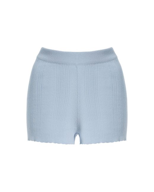 AMIYA Blue Mina Cotton Pointelle Shorts