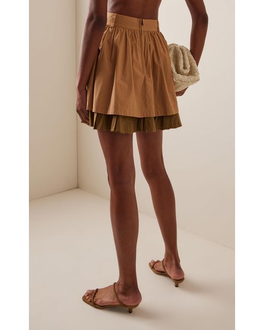 Ulla Johnson Natural Jaqueline Pleated Cotton Mini Skirt