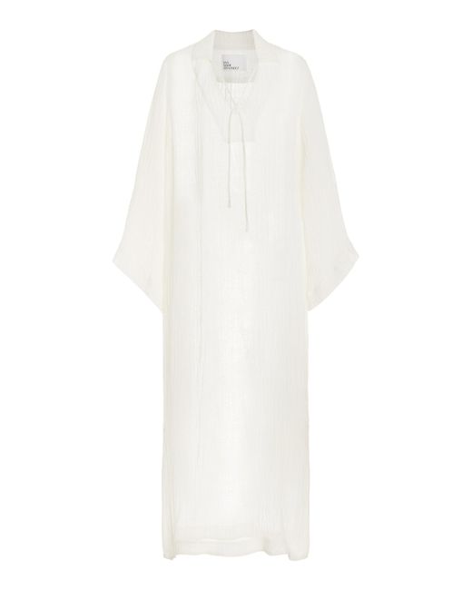 Lisa Marie Fernandez White Linen-blend Gauze Tunic Caftan