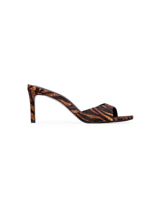 Black Suede Studio Brown Freddie Zebra Pony Hair Mules