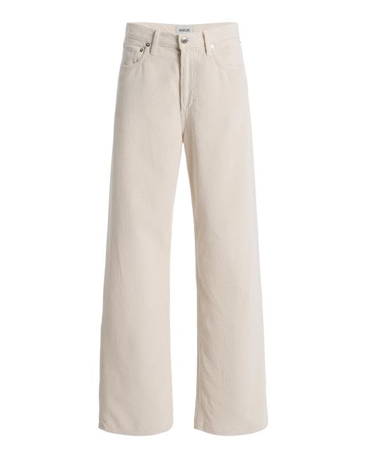 Agolde White Ren Corduroy High-Rise Wide-Leg Jeans