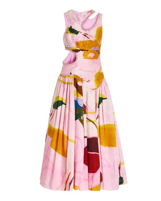 Aje. Multicolor Jolie Cutout Linen-blend Midi Dress