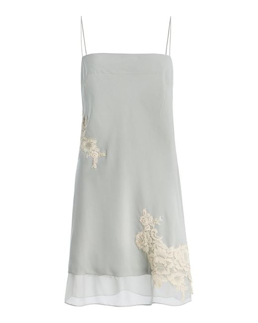 Sir White Noria Embroidered Silk Mini Dress