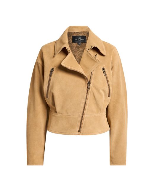 Etro Natural Asymmetric Leather Jacket
