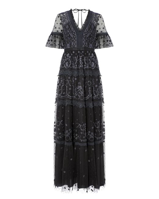 Needle & Thread Black Midsummer Lace Dress