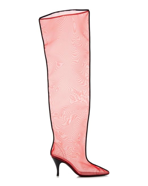 Herbert Levine Pink Drawing A Blank Mesh Over-The-Knee Boots