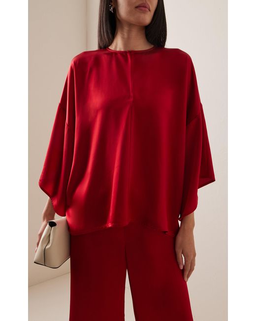By Malene Birger Red Cicie Oversized Satin Top