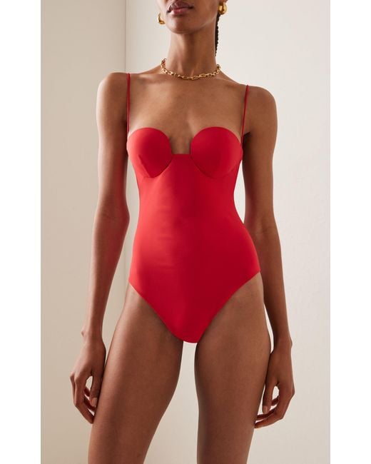 Magda Butrym Red Bustier One-piece Swimsuit