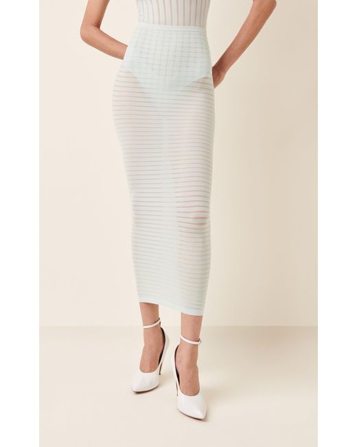 Alaïa White Stripe-knit Maxi Skirt