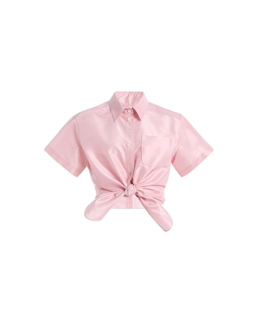 Rosie Assoulin Pink Tailored Tie Me Up; Tie Me Button Down Silk Top